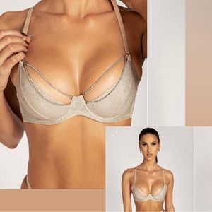 MESHKI Sparkle Jersey Bra - Champagne